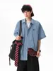 Camisas Retro Americanas de Cuadros Bordados de Manga Corta para Hombres y Mujeres, Polos Sueltos de Verano, Diseño de Camiseta, Chaquetas para Parejas