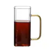 Taza de Vidrio de Borosilicato Alto para Té Verde y Té Negro, Engrosada para Bebidas Frías, Adecuada para Uso en Oficina y Hogar, Forma Cuadrada con Asa, Resistente al Calor y al Frío
