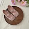 2025 Primavera e Verão Novas Sapatos de Balé Princesa com Laço Estilo Coreano para Bebê Menina Sapatos de Dança de Seda com Diamante Brilhante