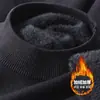 Suéter de una pieza de forro polar barato y grueso, cálido, cuello semi-alto, para hombre, corte ajustado, color liso, jersey, camiseta base de punto, venta al por mayor