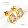 Aretes de Acero Inoxidable con Diamantes Cuadrados con Incrustaciones de Zircón 2023 Europeos y Americanos Transfronterizos Ins Diseño Nicho de Moda Geométrico