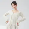 Ropa de Danza Clásica para Mujer, Nuevo Top de Lino con Cordones Ajustado de Manga Larga para Entrenamiento y Práctica Diaria de Adultos