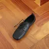 Mocasines Planos de Punta Cuadrada, Súper Suaves y Cómodos para Mujer, Zapatos Pequeños de Cuero Estilo Británico con Cordones, Zapatos de Moda