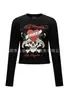 Verão 2026 Nova Camisa Lavada Bordada Gola Redonda Estampada Personalizada Estilo Americano Japonês Tendência Solta Casual Top