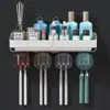 Soporte para cepillos de dientes sin perforaciones, vaso para enjuague bucal, vaso para cepillos de dientes, montaje en pared, caja de almacenamiento montada en la pared para baño, juego de cepillos de dientes