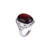 Joyería Yuebao Plata Esterlina S925 Ámbar Sangre Retro Anillo Cabujón Hoja de Bambú Bambú Viejo Nueva Tendencia Nacional Chinoiserie Anillo de Plata
