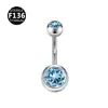 Piercing de umbigo com zircônia dupla G23 titânio 14G