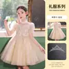 Vestido de Aniversário para Menina Vestido de Princesa 2025 Novo Estilo Cinza Nicho Fashionável Roupa para Apresentação de Piano Host Infantil