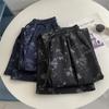 Calça Reta Estampada Paisley Estilo Old Money Americano 2025 Nova Solta Casual Fashionável Versátil de Perna Larga Longa