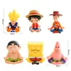 Figurinhas de desenho animado em PVC: Dragon Ball, Shin-chan, Esparta, Bob Esponja, Luffy, Decoração de bolo com ornamentos de Buda sentado em meditação