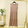 Vestido de tirantes modal de color liso para mujer talla grande, suelto, cuello en V, sin mangas, simple, casual, con volantes, largo, nuevo de verano