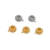 Cuentas Espaciadoras de Latón Chapado en Cobre con Circonitas Microincrustadas de 18K para Accesorios de Joyería DIY, Espaciadores Base de Flor de Cintura Pequeña en Forma de Rueda C44