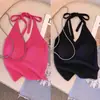 Camisola Estilo Dopamina con Cuello Halter para Mujer, Estilo Delgado de Verano, Adecuada para Usar en la Playa o como Prenda Exterior, Top Básico Dulce y Picante para Chicas