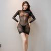Lingerie Sensual Noturna Estilo Europeu e Americano Sexy Vazado Transparente Jacquard Costas Nuas Peça Única Bodycon para Mulheres 6067