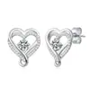 Brincos Colar Coração de Zircônio com Inlay de Cobre Elegante de Luxo Europeu e Americano Conjunto de Joias Doce Coração Noiva Casamento