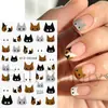 Pegatinas Transfronterizas para Uñas Nuevas Ins Gato de Dibujos Animados Marrón Negro Blanco Gris Avatar de Gatito Simple Pegatinas Adhesivas para Uñas
