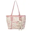 Nova Bolsa Tote de Lona Feminina para Comércio Exterior com Logotipo Imprimível Grande Capacidade Estilo Coreano Bolsa Transversal de Cor Contrastante Bolsa Feminina para o Dia a Dia