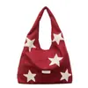 Bolso de hombro grande de estilo coreano minimalista con bordado de estrella para mujer, nuevo modelo 2026, bolso casual para estudiante universitario, para el día a día, bajo el brazo