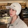 Moda Famosa en Internet Sombrero de Punto de Copa Vacía con Visera de Lengua de Pato para Mujer Otoño e Invierno Cálido Mezcla de Pelo de Conejo Sombrero Deportivo Sombrero Coreano Protector de Orejas