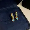 Brincos de coração de zircônia azul céu, azul chuvoso, estilo palácio vintage, brincos de luxo leve, high-end para mulheres