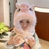 Chapéu infantil Pony Polly, cachecol de outono e inverno, conjunto de três peças, chapéu de proteção auricular forrado de lã para meninas, chapéu de proteção contra o frio