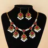 Conjunto de Joyería Étnica Exagerada Geométrica de Piedras Preciosas de Estilo Exótico Europeo y Americano de Venta Caliente Transfronteriza Conjunto de Collar y Pendientes