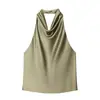 Artículo de Venta Caliente Transfronterizo de Aliexpress 2026 Primavera Nuevo Sin Mangas Moda Textura de Satén de Seda Top de Cuello Halter 2231399