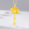 Colgante de Oro Loto Huan Francés Antiguo para Mujer Fútbol Oro 999 Loto Oro Puro Collar con Colgante de Loto Agitar Rápido Igual