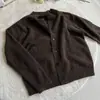 Cardigã artístico estilo retrô americano para mulheres, novo outono e inverno, versátil, casual, cor sólida, tricô simples