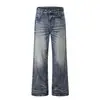 K5301 Jeans Masculino Casual Flare Estilo High Street Retrô Americano Design de Bigodes Desgastado Unissex