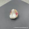 Anillo de jade de perla barroca natural, moda personalidad, joyería de diamantes de punta de lujo ligero europeo y americano, anillo de alta gama