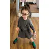 Conjunto de Otoño para Niña 2026 Modelo Nuevo: Conjunto de Moda Gris de Punto Estilo Universitario para Niña con Falda Plisada de Manga Corta