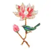 Broche Estilo Chinês Esmalte Imitação Lótus Pássaro-da-paz Folha de Lótus Broche Feminino Dinastia Han Corsage Cheongsam Suéter Cardigã Fivela