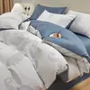 Juego de Cuatro Piezas Jacquard de Algodón Puro Grado A Materno e Infantil, Estilo Muji, para Dormir sin Ropa, Incluye Sábana Plana, Funda de Edredón y Sábana Ajustable para Uso en Cama