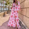 Colección Otoño 2026: Ropa Femenina Transfronteriza Europea y Americana - Estilo Vacaciones en la Playa Vestido Largo Holgado Estampado