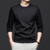 Tecnologia Negra Três Provas Camiseta Masculina de Manga Longa com 80 Contagens 100% Algodão Puro, Camiseta Básica Casual Masculina 100% Algodão