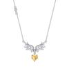 Collar Original de Plata de Ley S925 Alas de Ángel Estilo Coreano Cristal Natural Colgante de Alta Calidad Cadena de Clavícula Simple y Moderna para Mujer