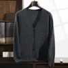 Cárdigan de Punto para Hombre de Cachemira con Cuello en V 2026 Otoño e Invierno Nuevo Chaqueta de Negocios Casual de Manga Larga de un Solo Botón
