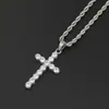 Collar con colgante de cruz de acero inoxidable con baño de vacío de 18K e incrustaciones de circonita, joyería hip-hop para hombres y mujeres, estilo hipster