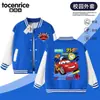 Camisa de Béisbol para Niños 95 Rayo McQueen Bloque de Color Azul y Blanco Chaqueta de Primavera y Otoño para Niños