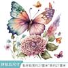 Pegatinas autoadhesivas para tapa de inodoro con diseño de mariposa y flores, decoración para baño, bonitas y refrescantes, pegatinas de decoración para inodoro transfronterizas de gran venta.