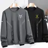 Moletom masculino, novo estilo primavera e outono, gola redonda, corte solto, espessado, sem capuz, blusa tipo pullover, jaqueta masculina de manga longa, versátil