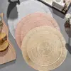 Esterilla Aislante Térmico Estilo Western de PVC, Posavasos Impermeable y Antideslizante, Manteles Individuales para Tazones y Platos, Mantel de Mesa de Comedor de Color Sólido con Estampado Dorado, Aislamiento Térmico y Antideslizante al por Mayor