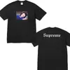 Camiseta Unisex de Manga Corta Supreme Trendy Streetwear Milán Algodón Puro Peso Pesado Clásica Suelta Versátil con Letras