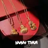 Joyería con Técnicas de Grabado Tradicionales, Collar Colgante Bolsa de la Suerte de Moneda de Cobre, Nuevo Estilo Chino Ojo de Tigre Incrustado con Diamantes, Collar Auspicioso de Elefante Pequeño