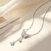 Collar Mariposa Diamante Brillante con Borla Diseño de Nicho Joyería de Nuevo Estilo Venta al por Mayor Cadena para Clavícula de Lujo Ligero Cadena para el Cuello de Mujer