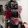 Jaula de pájaros decorativa ahuecada para patio, accesorios rústicos para bodas, adornos de jardín, jaula de pájaros, jaula de pájaros de hierro forjado, balcón de hierro para exteriores
