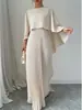 En stock 2024 Nuevo Vestido Largo Elegante Irregular Plisado de Moda Europea y Americana Holgado Manga Murciélago