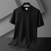 Camiseta de Manga Corta Fresca de Algodón Hilo de Hielo de Secado Rápido para Hombre Verano Nuevo Ligeramente Holgada Elegante de Color Puro Manga Media Exportación
