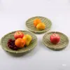 Cesta de produtos trançados de bambu artesanal produtos trançados de bambu decoração criativa casa pá de lixo bandeja pequena placa de bambu para casa redonda